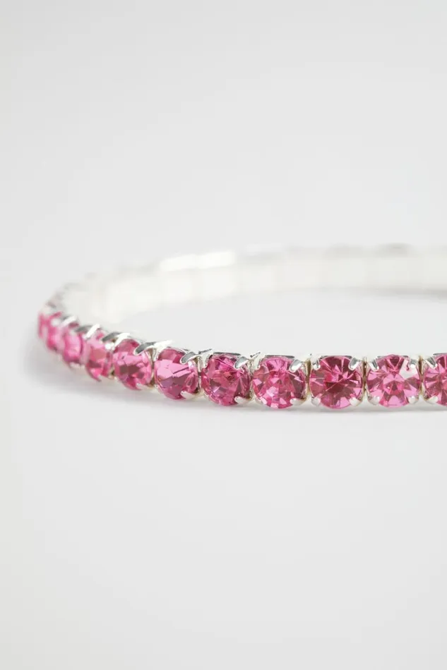 Jewellery Girl Seed Heritage Diamante Stretch Bracelet Pink