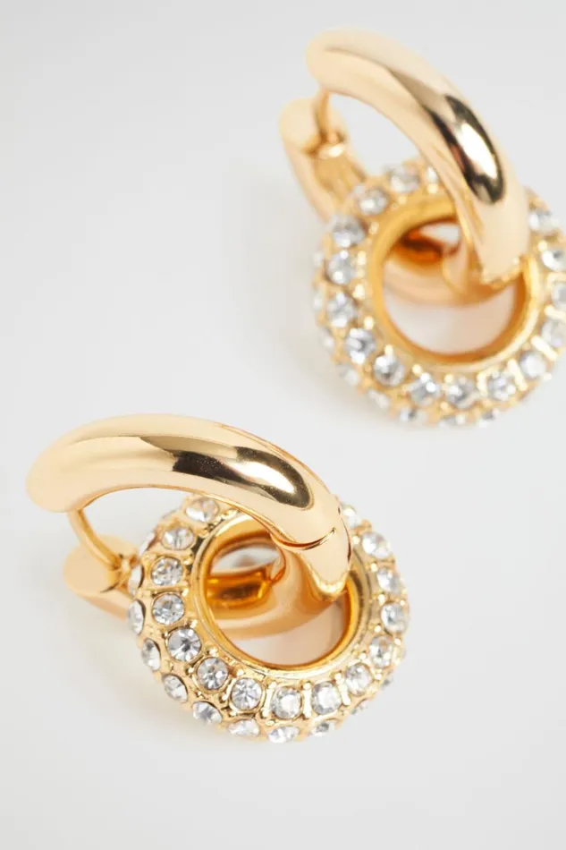 Jewellery Woman Seed Heritage Crystal Huggie Hoop Gold