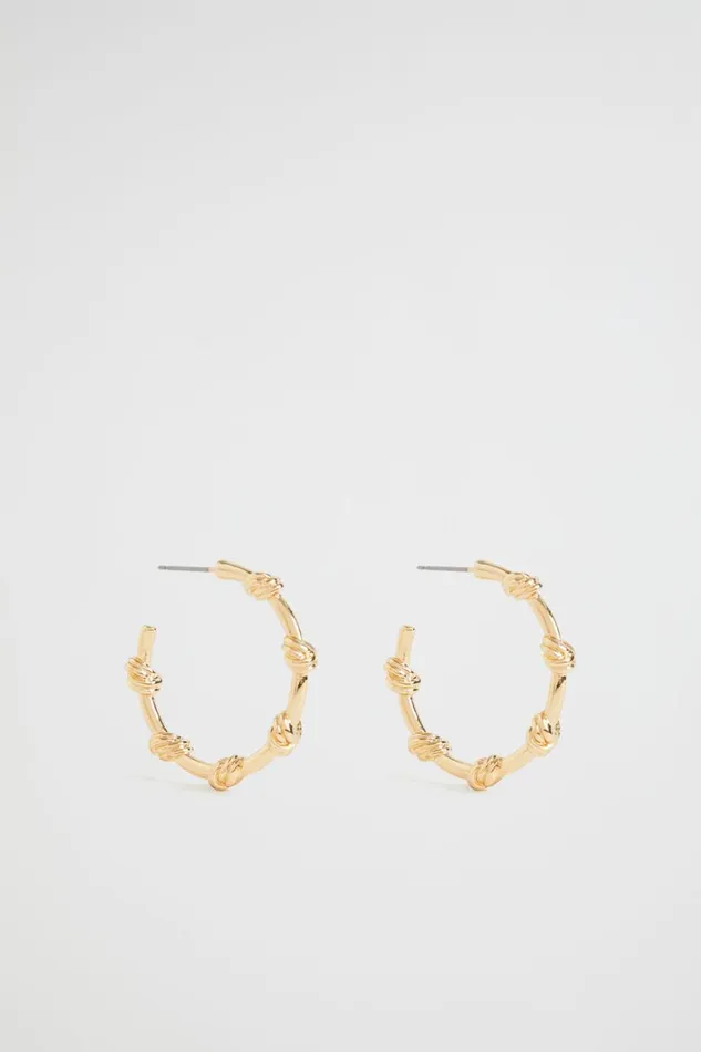 Jewellery Woman Seed Heritage Knot Hoop Earring Gold