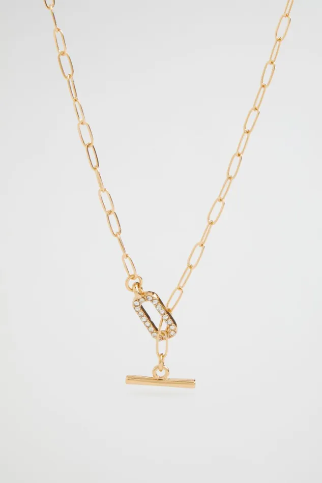 Jewellery Woman Seed Heritage Pave Clasp Necklace Gold