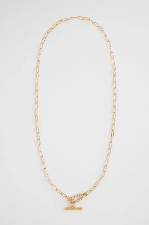 Jewellery Woman Seed Heritage Pave Clasp Necklace Gold