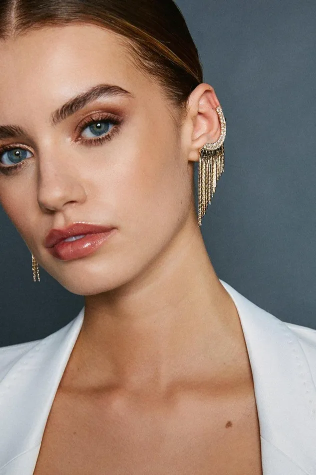 Jewellery Women Karen Millen Gold Drop Ear Cuff Earrings Gold