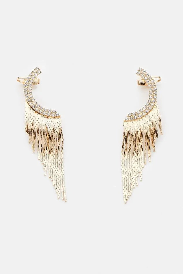 Jewellery Women Karen Millen Gold Drop Ear Cuff Earrings Gold