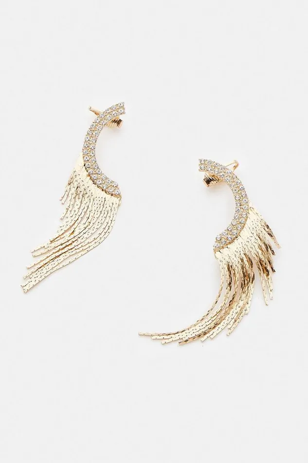 Jewellery Women Karen Millen Gold Drop Ear Cuff Earrings Gold