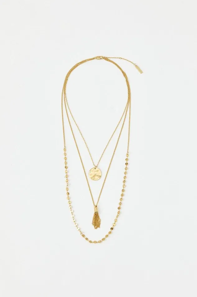 Jewellery Women Karen Millen Triple Chain Detailed Necklace Gold