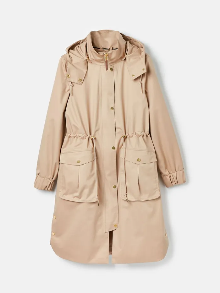 Joules Coats and Jackets Beige Waterproof Long Raincoat With Hood 8211 Women
