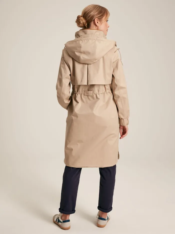 Joules Coats and Jackets Beige Waterproof Long Raincoat With Hood 8211 Women