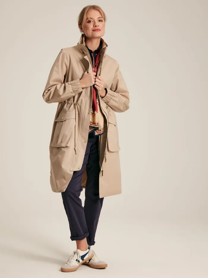 Joules Coats and Jackets Beige Waterproof Long Raincoat With Hood 8211 Women