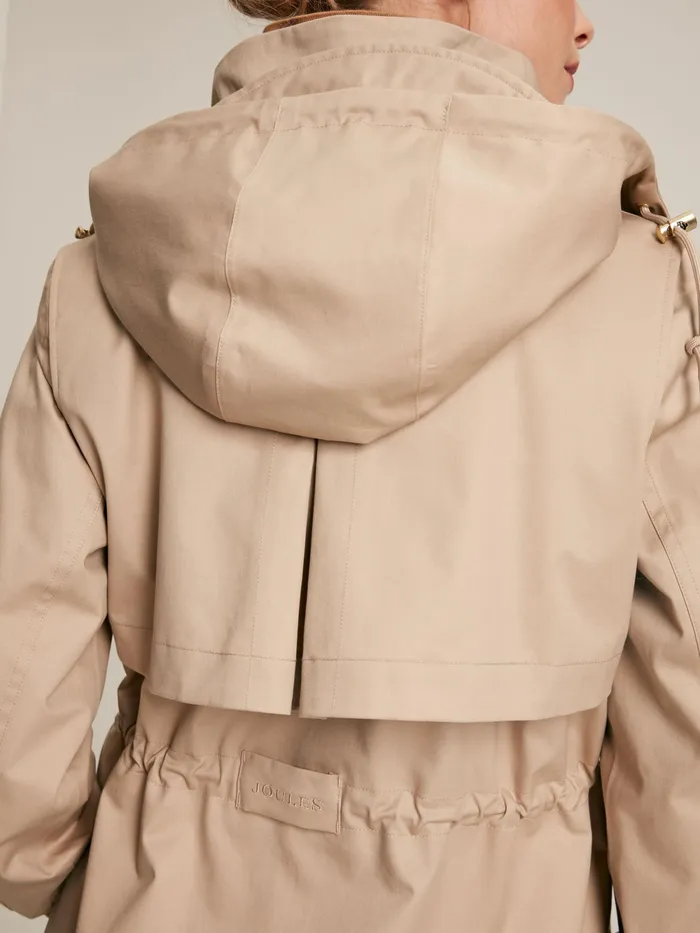 Joules Coats and Jackets Beige Waterproof Long Raincoat With Hood 8211 Women