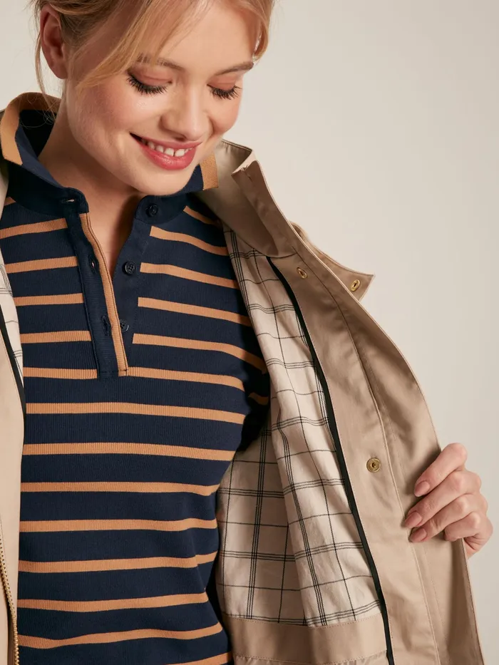 Joules Coats and Jackets Beige Waterproof Long Raincoat With Hood 8211 Women