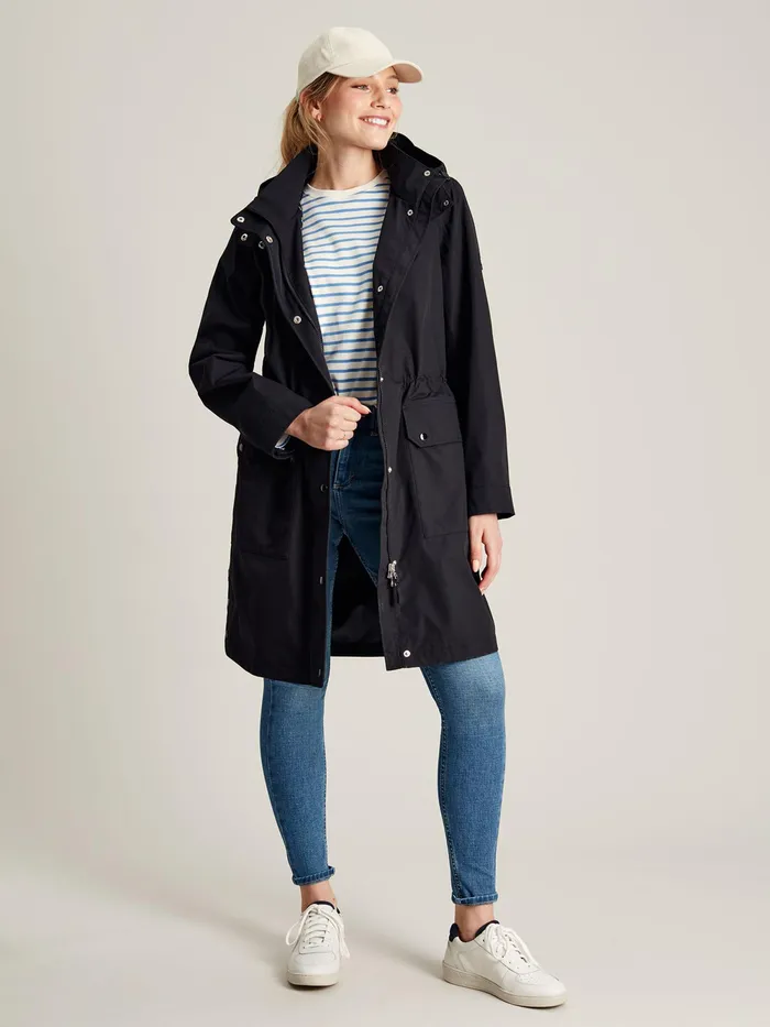 Joules Coats and Jackets Black Longline Waterproof Coat 8211 Women