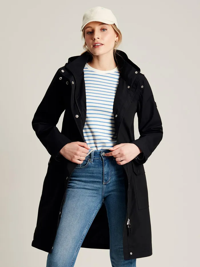 Joules Coats and Jackets Black Longline Waterproof Coat 8211 Women