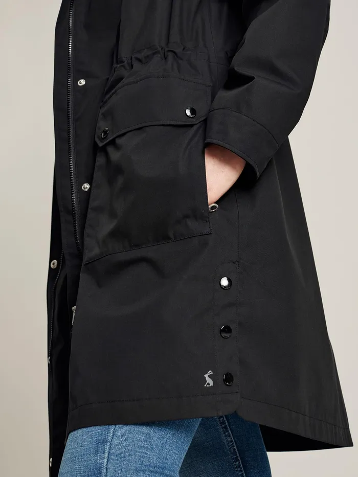 Joules Coats and Jackets Black Longline Waterproof Coat 8211 Women