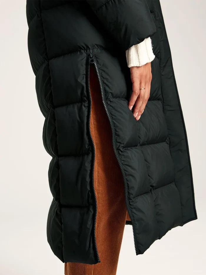 Joules Coats and Jackets Black Showerproof Down Feather Long Puffer Coat 8211 Women
