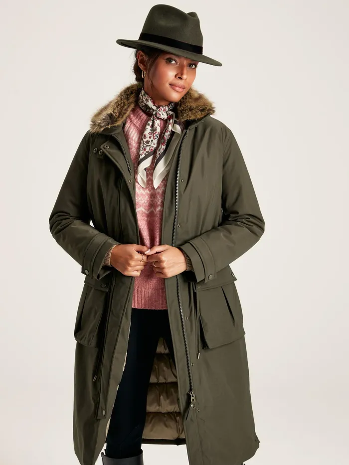 Joules Coats and Jackets Dark Green Waterproof Padded Raincoat 8211 Women