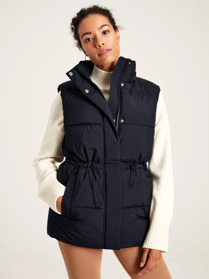 Joules Coats and Jackets Navy Showerproof Padded Gilet With Hood 8211 Women