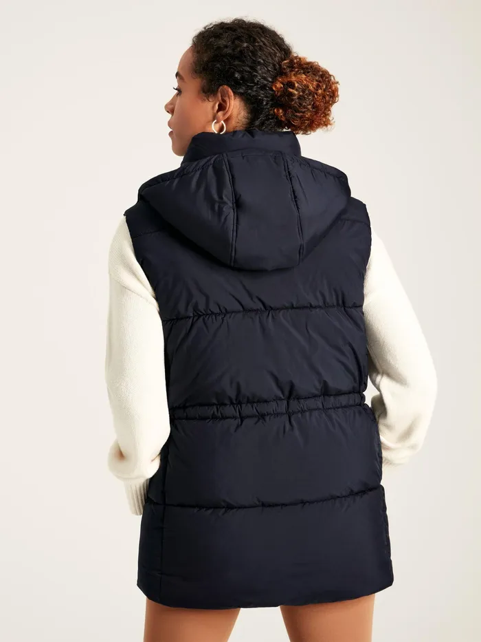 Joules Coats and Jackets Navy Showerproof Padded Gilet With Hood 8211 Women