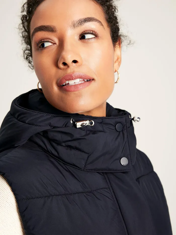 Joules Coats and Jackets Navy Showerproof Padded Gilet With Hood 8211 Women