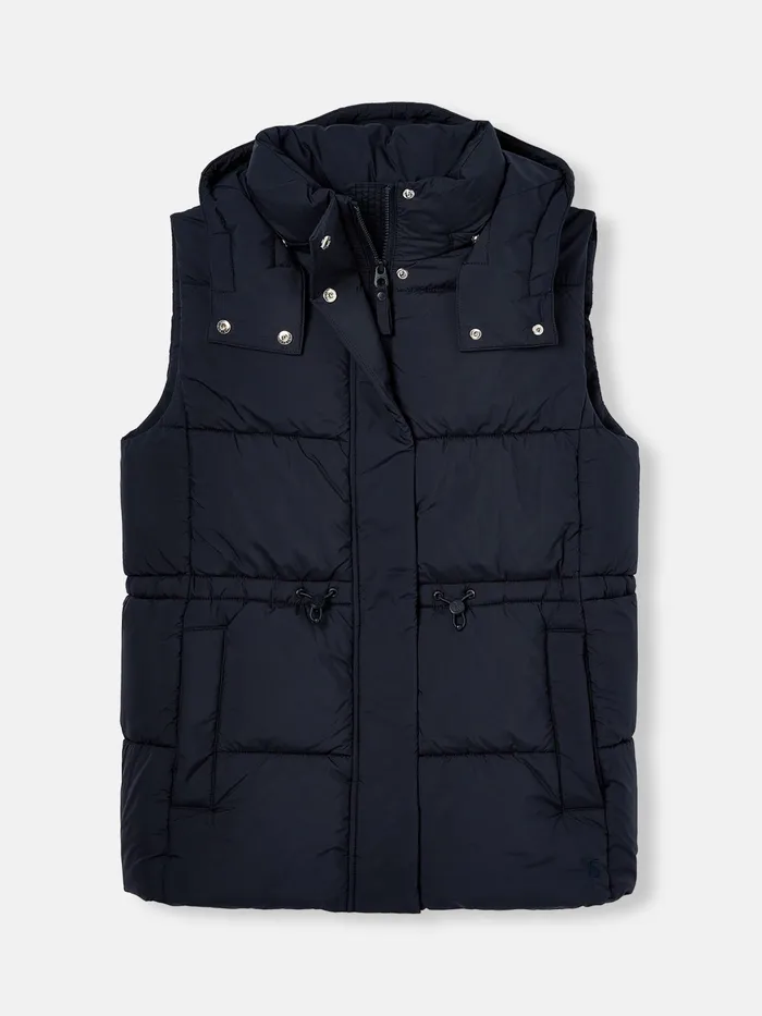 Joules Coats and Jackets Navy Showerproof Padded Gilet With Hood 8211 Women