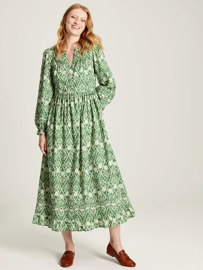 Joules Dresses Green Floral Pleated Dress 8211 Women