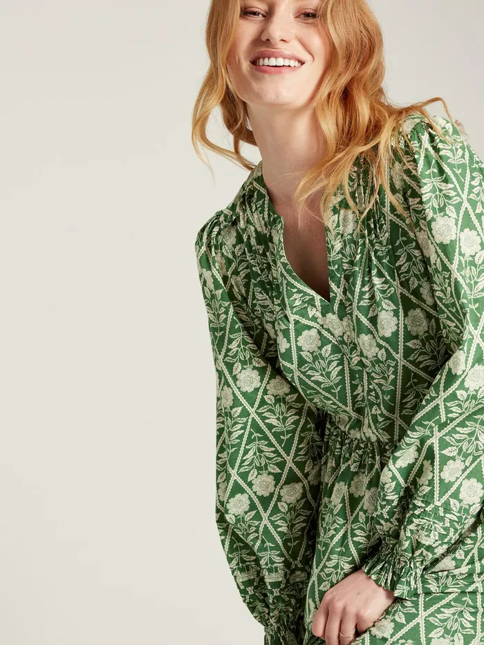 Joules Dresses Green Floral Pleated Dress 8211 Women