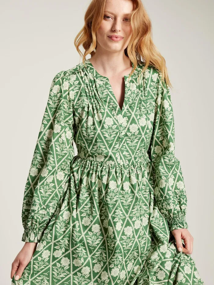 Joules Dresses Green Floral Pleated Dress 8211 Women