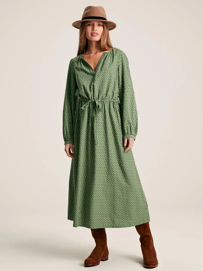 Joules Dresses Green Long Sleeve Belted Midi Dress 8211 Women