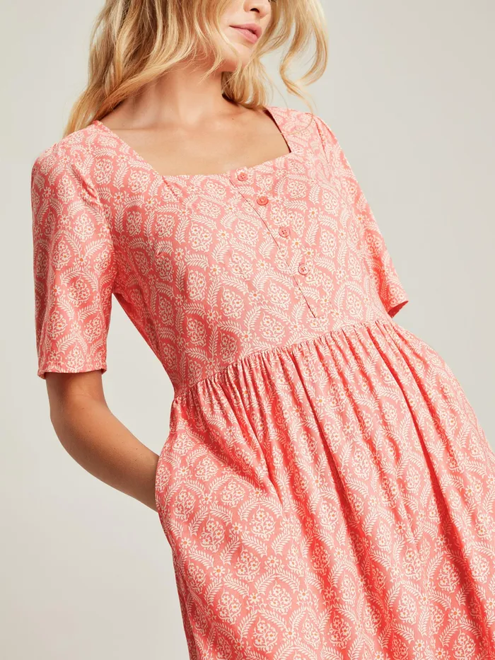 Joules Dresses Pink Square Neck Dress 8211 Women