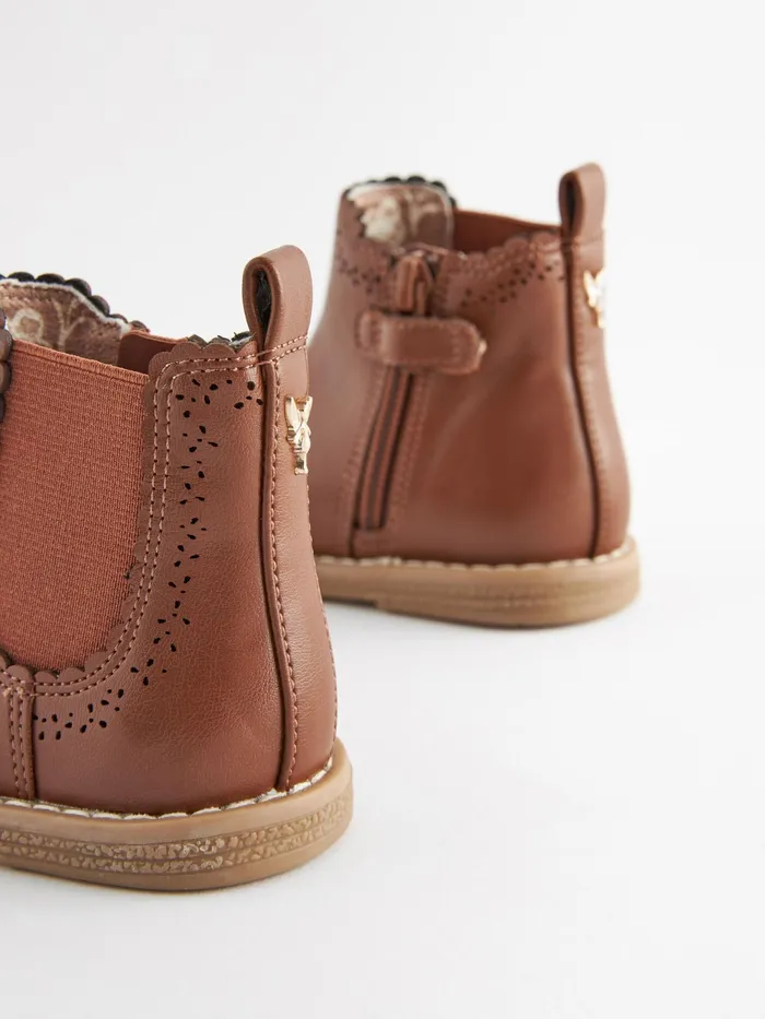 Joules Footwear Next Tan Brown CutOut Detail Chelsea Boots 8211 Girls
