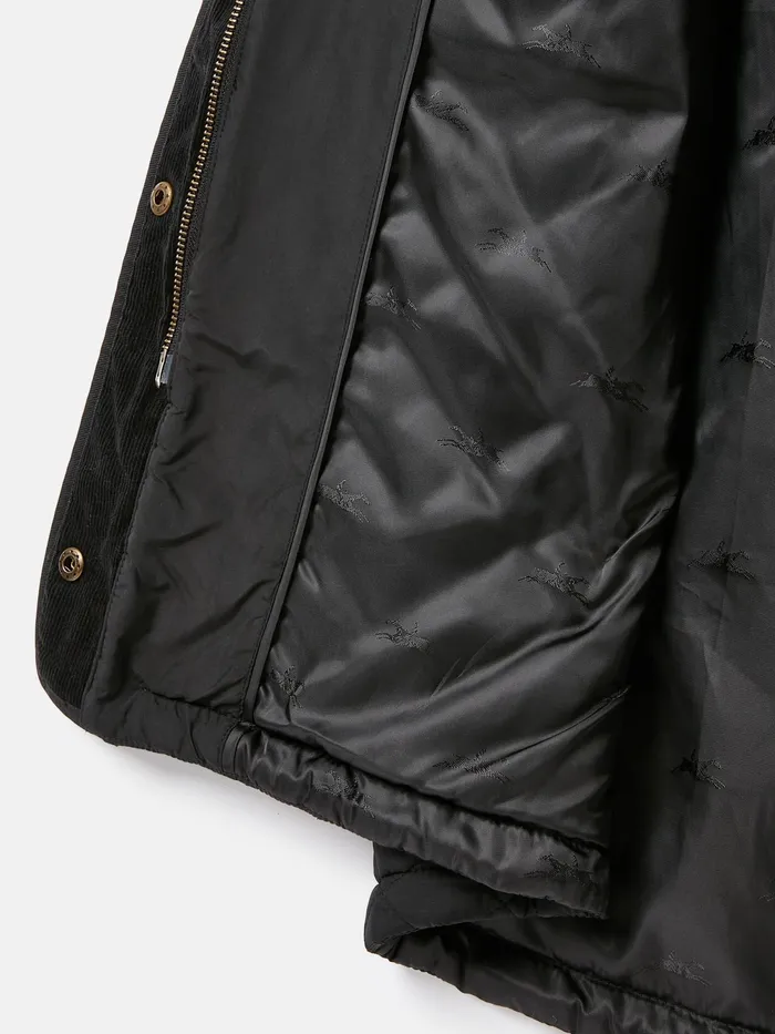 Joules Gilets Black Showerproof Long Diamond Quilted Gilet With Hood 8211 Women