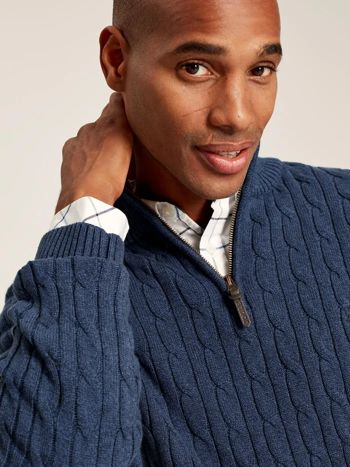 Joules Knitwear Blue Quarter Zip Jumper 8211 Men