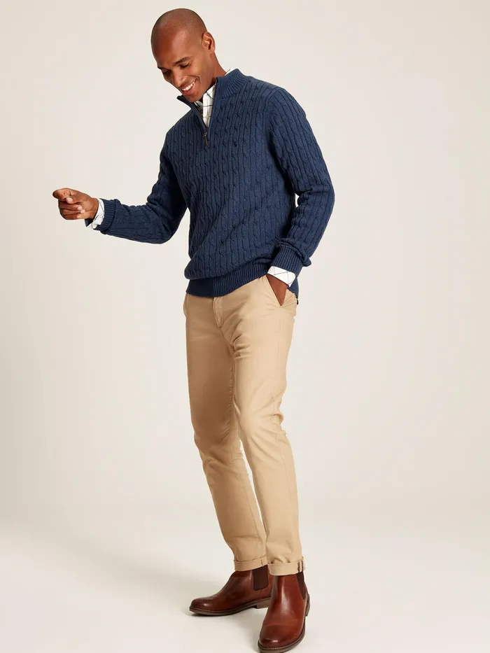 Joules Knitwear Blue Quarter Zip Jumper 8211 Men