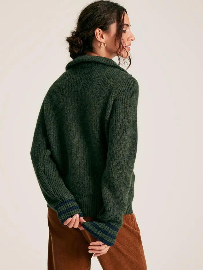Joules Knitwear Dark Green Quarter Zip Rib Knit Jumper 8211 Women