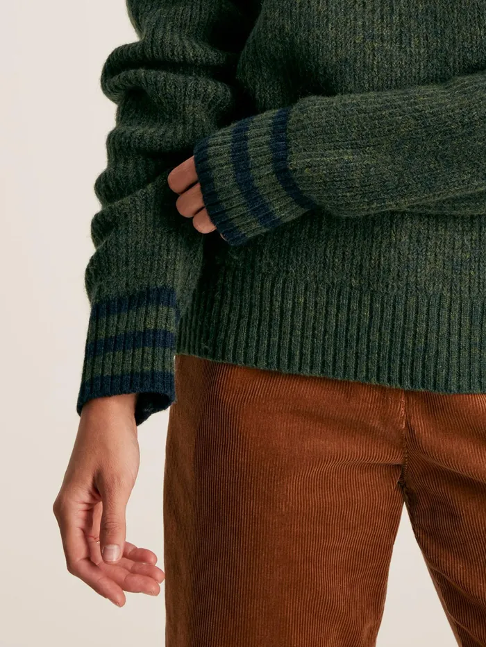 Joules Knitwear Dark Green Quarter Zip Rib Knit Jumper 8211 Women