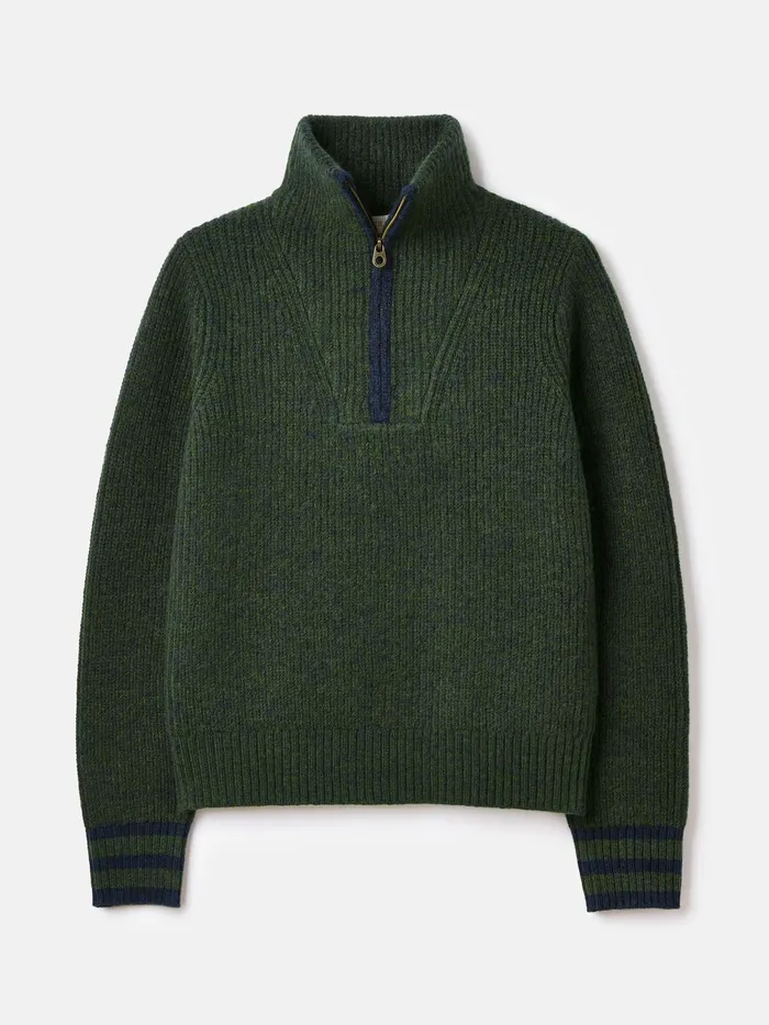 Joules Knitwear Dark Green Quarter Zip Rib Knit Jumper 8211 Women