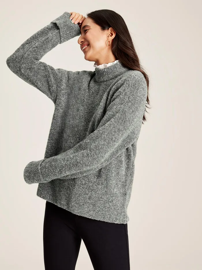 Joules Knitwear Grey High Neck Boucl Jumper 8211 Women