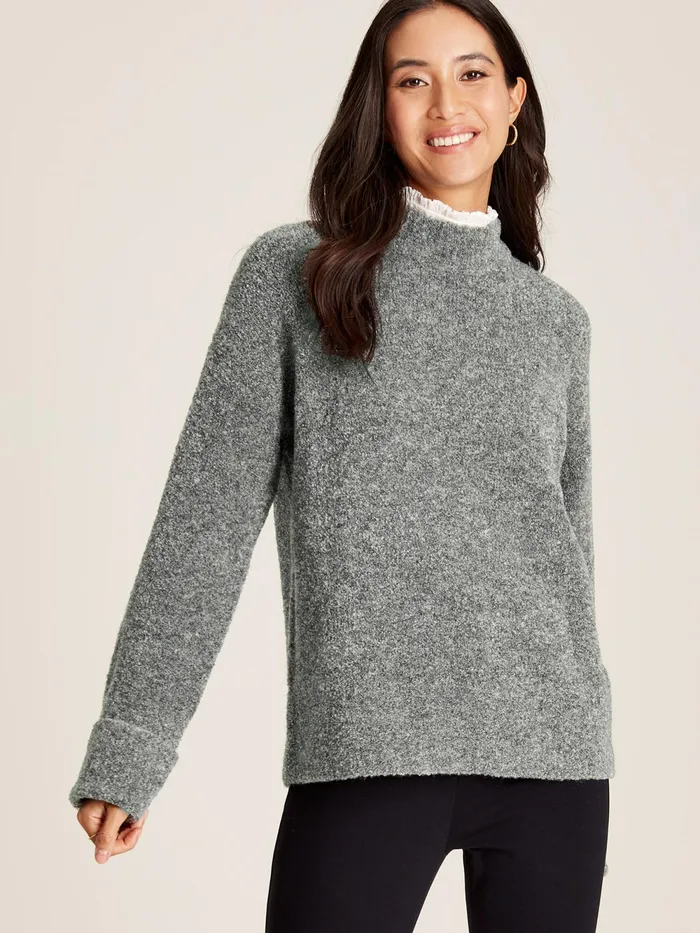 Joules Knitwear Grey High Neck Boucl Jumper 8211 Women