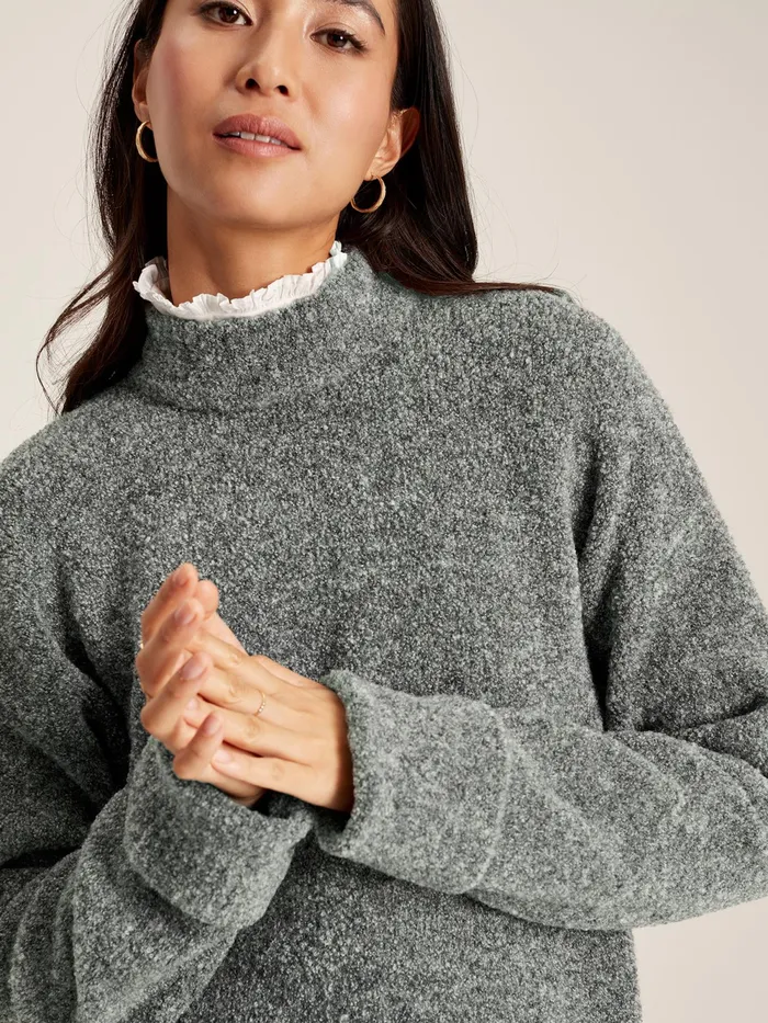 Joules Knitwear Grey High Neck Boucl Jumper 8211 Women