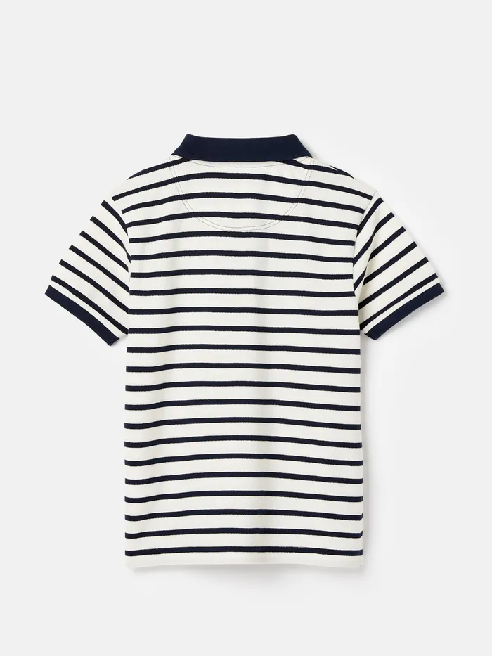 Joules Polo Shirts Navy Blue Striped Pique Cotton Polo Shirt 8211 Boys