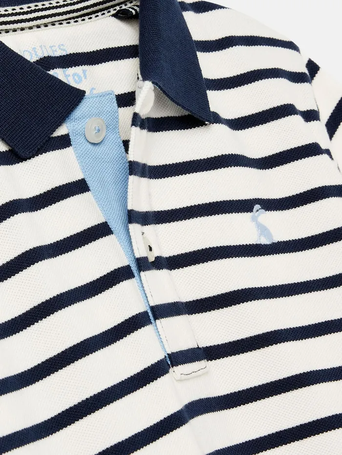 Joules Polo Shirts Navy Blue Striped Pique Cotton Polo Shirt 8211 Boys