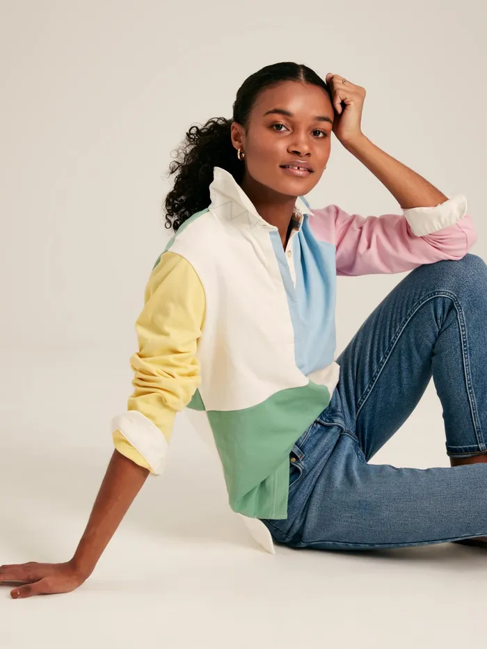 Joules Rugby Shirts Multi Colour Block Cotton Rugby Shirt 8211 Women