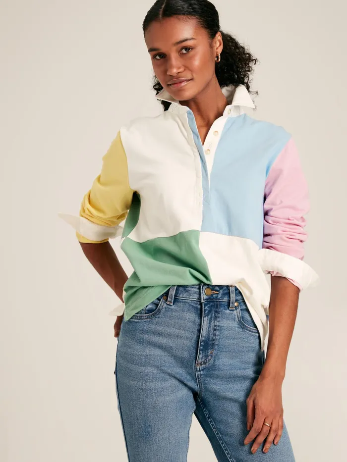 Joules Rugby Shirts Multi Colour Block Cotton Rugby Shirt 8211 Women