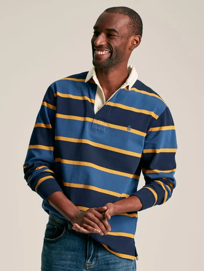 Joules Rugby Shirts NavyYellow Striped Rugby Shirt 8211 Men