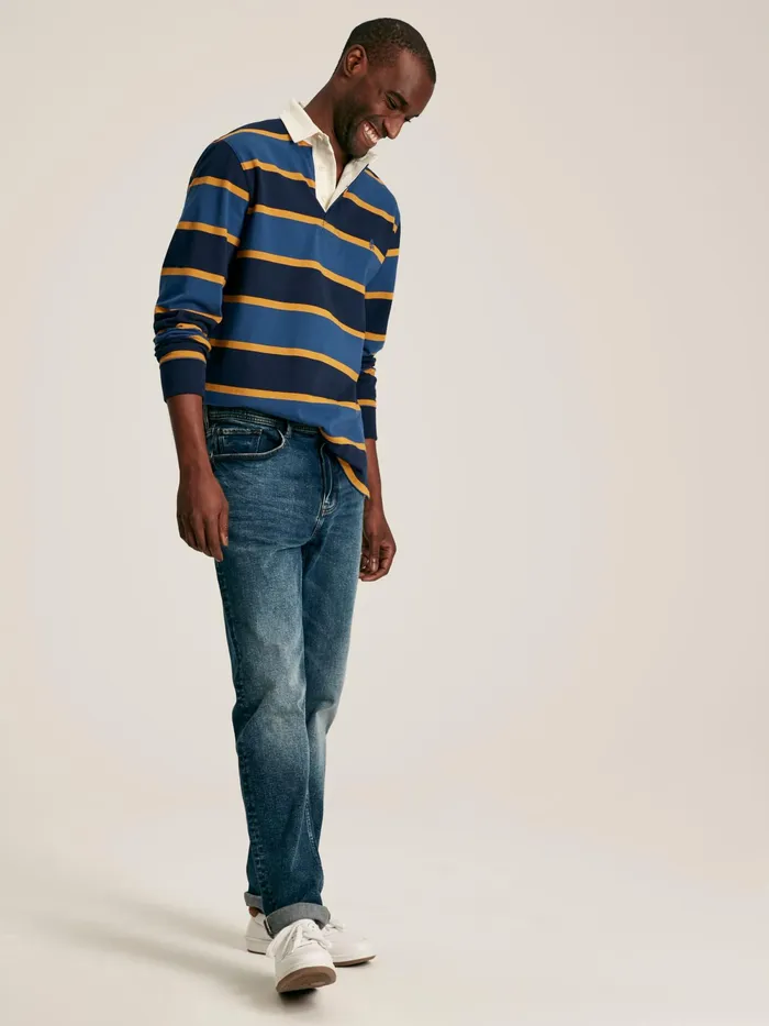 Joules Rugby Shirts NavyYellow Striped Rugby Shirt 8211 Men