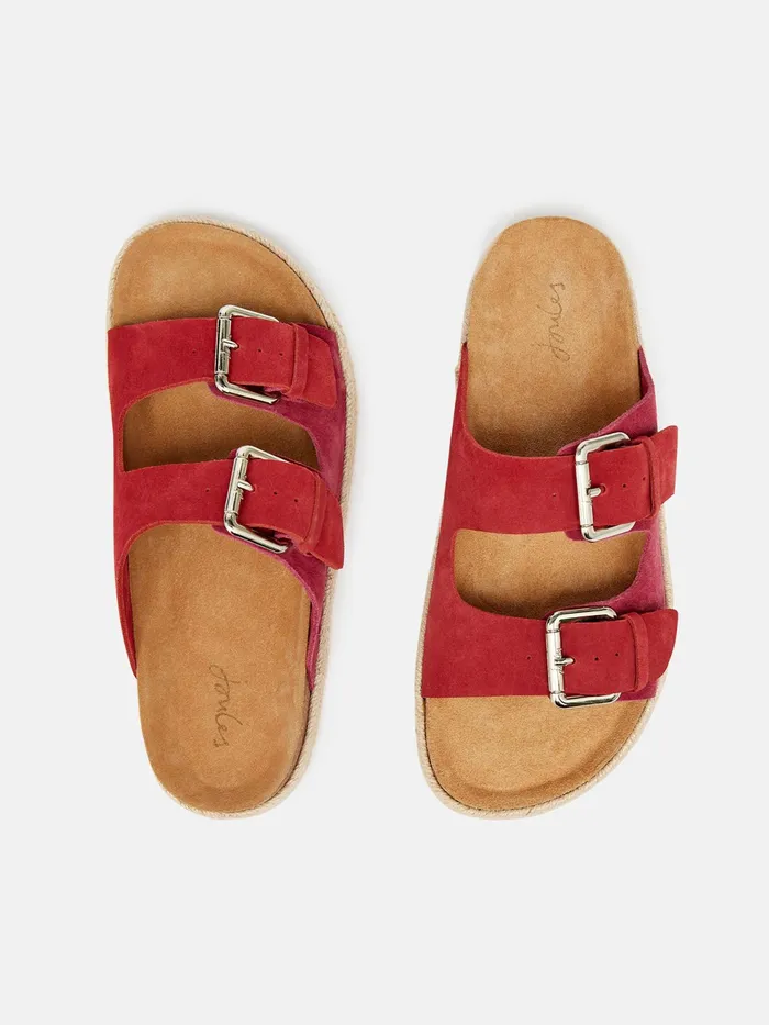 Joules Sandals Pink Suede Espadrille Buckle Sliders 8211 Women
