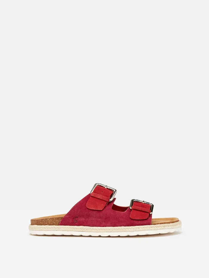 Joules Sandals Pink Suede Espadrille Buckle Sliders 8211 Women