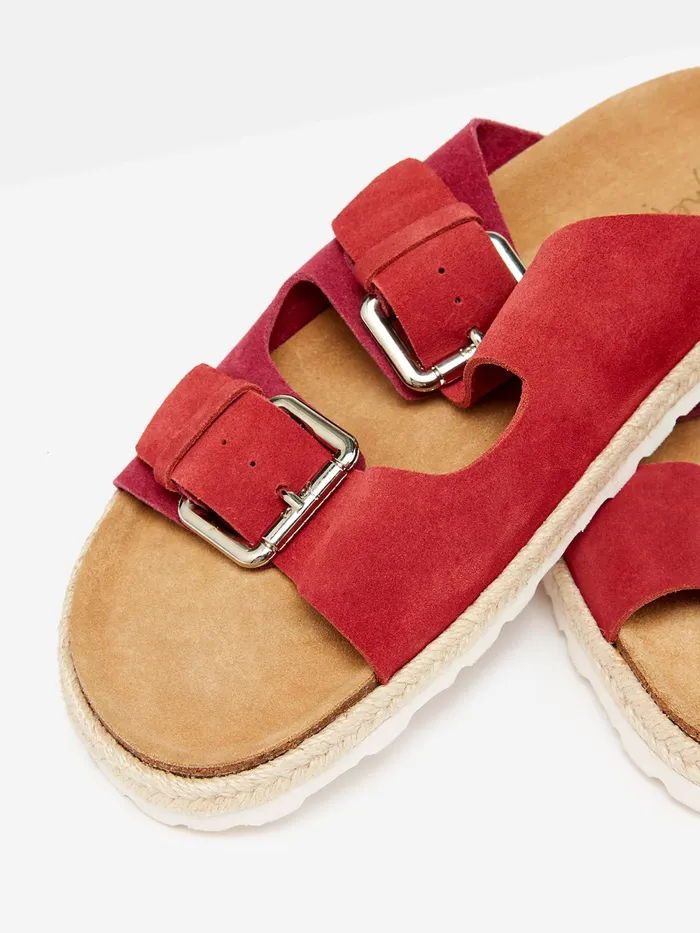 Joules Sandals Pink Suede Espadrille Buckle Sliders 8211 Women