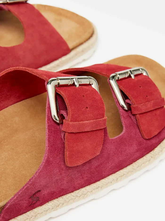 Joules Sandals Pink Suede Espadrille Buckle Sliders 8211 Women