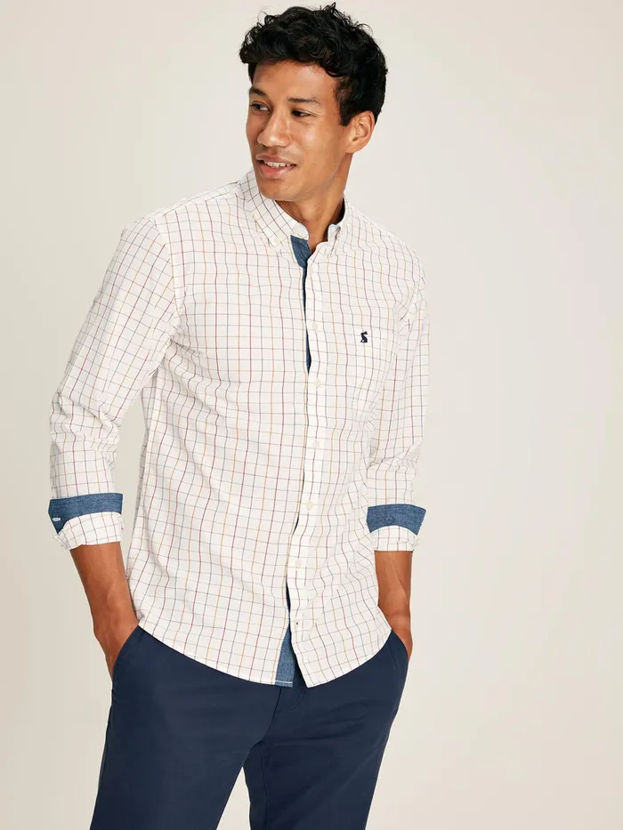 Joules Shirts White Gingham Cotton Poplin Shirt 8211 Men