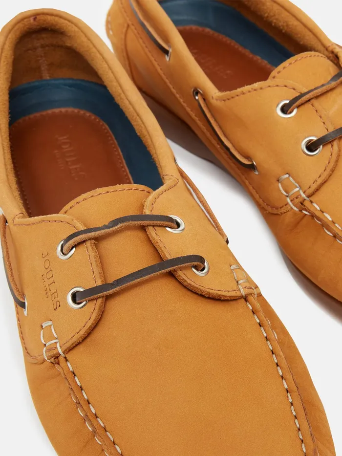 Joules Shoes Tan Brown Classic Leather Boat Shoes 8211 Men
